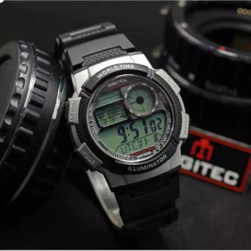 Jam Tangan Digitec Pria DG 3060T World Time Original Dan Anti Air