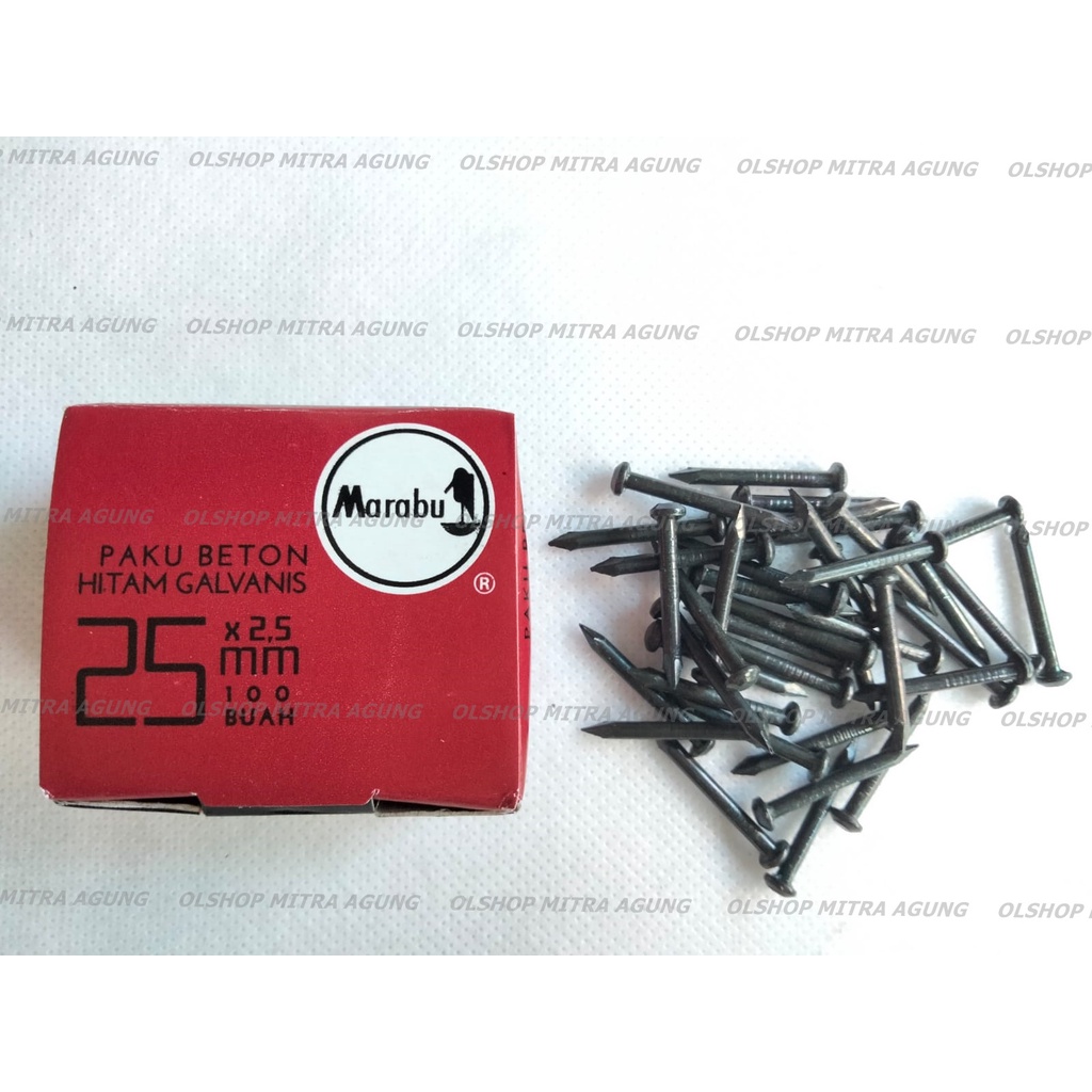 OLS Paku Beton Hitam Marabu 100 Pcs 25mm 2.5cm Paku Tembok 25mm 2.5cm