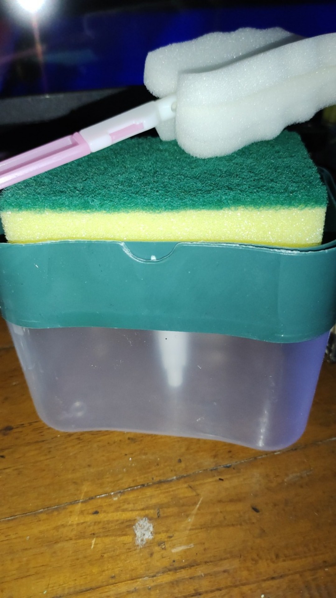 Dispenser Sabun & Holder Spons Alat Dapur Kebersihan Cuci Piring 2in1