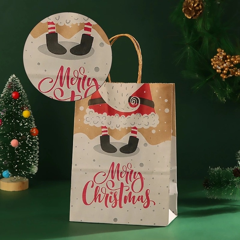 New Year Christmas Theme Series Kraft Paper Bag/ Thickened Multi-style Gift Tote Bags