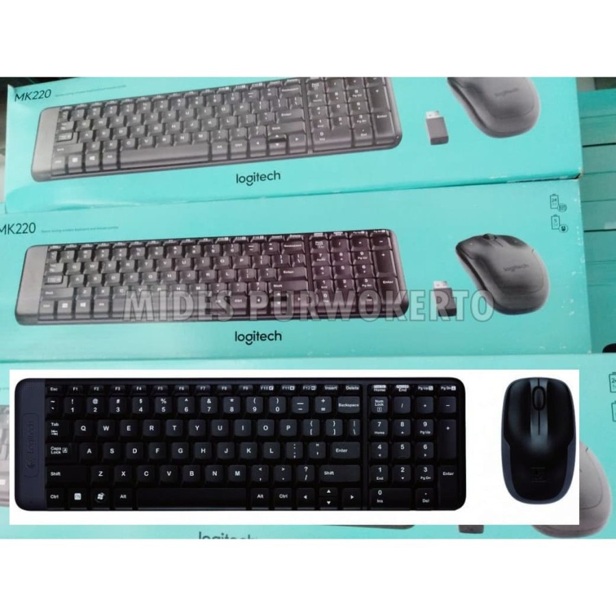 Logitech Wireless Keyboard dan Mouse MK220 - Hitam