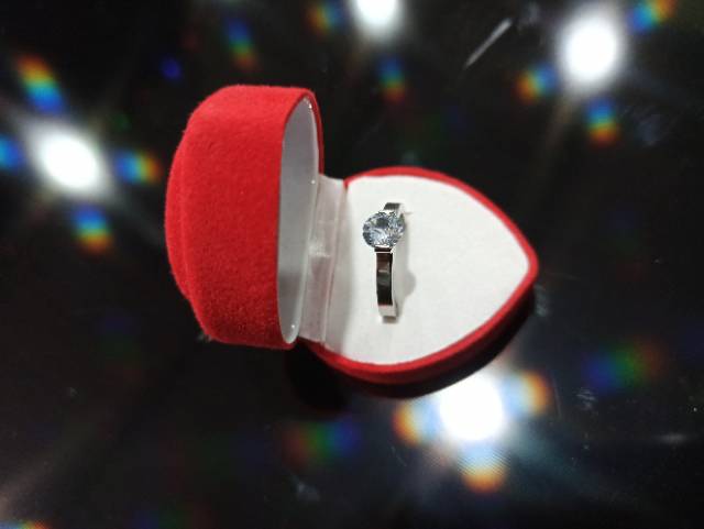 Cincin Titanium Mata Diamond model Korea solitare Stainless steel anti karat selamanya Fashion Ring-4