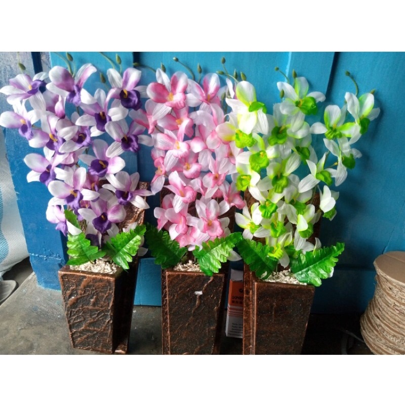 bunga anggrek plastik tempel dinding bunga artifisial hiasan rumah