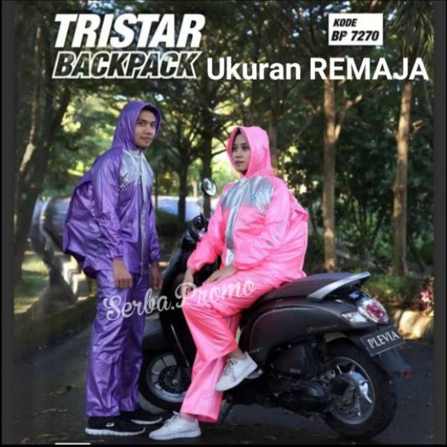 Setelan Jas Hujan Jaket Celana Backpack Remaja Size S - Mantol  Tristar Backpack - Jas hujan dengan tempat ransel 7271