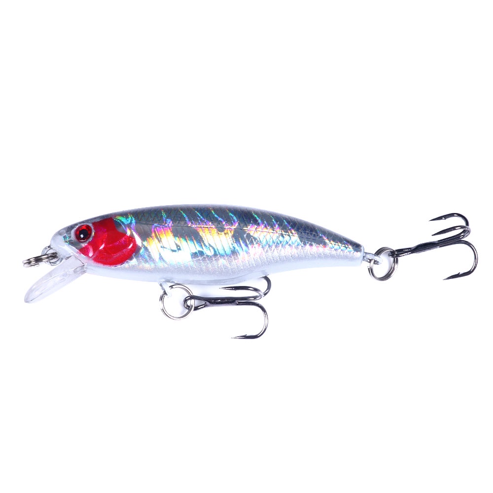 Hengjia 5pcs Umpan Pancing Ikan Minnow 3D 6cm / 4.3g Bahan Plastik Dengan 2 Kail