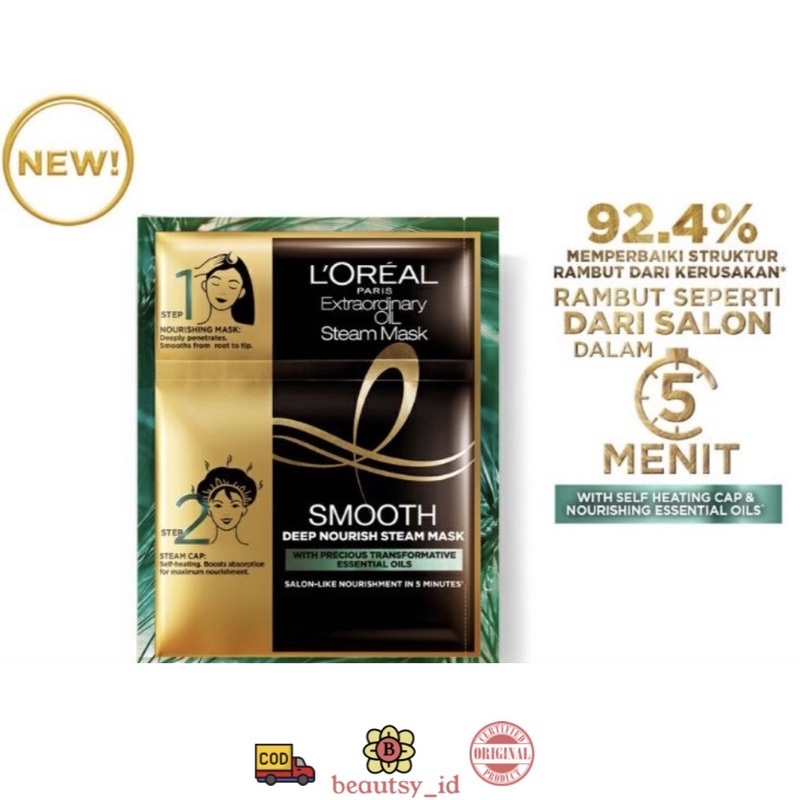 Loreal Steam Mask Smooth Intense Original - L’oreal Paris Masker Rambut Hair COD