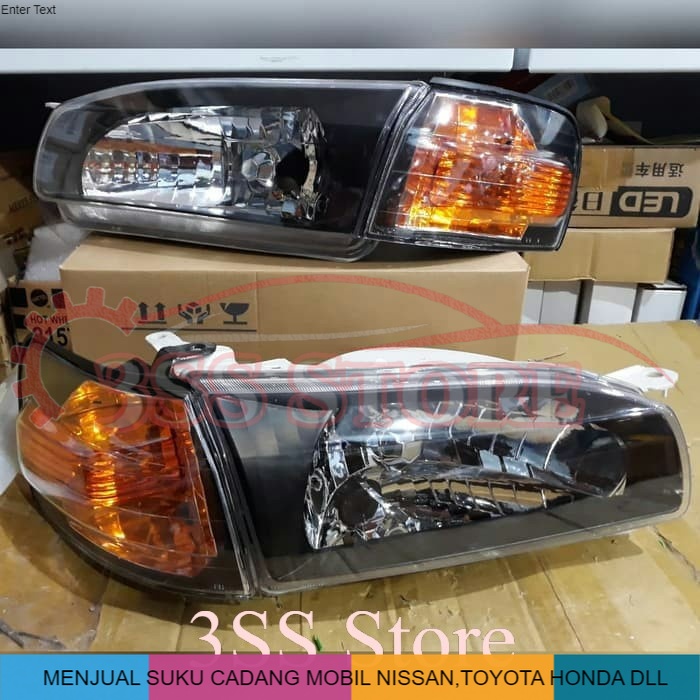 Lampu Depan Head Lamp Headlamp + Sen Kristal Black Corolla Allnew AE111