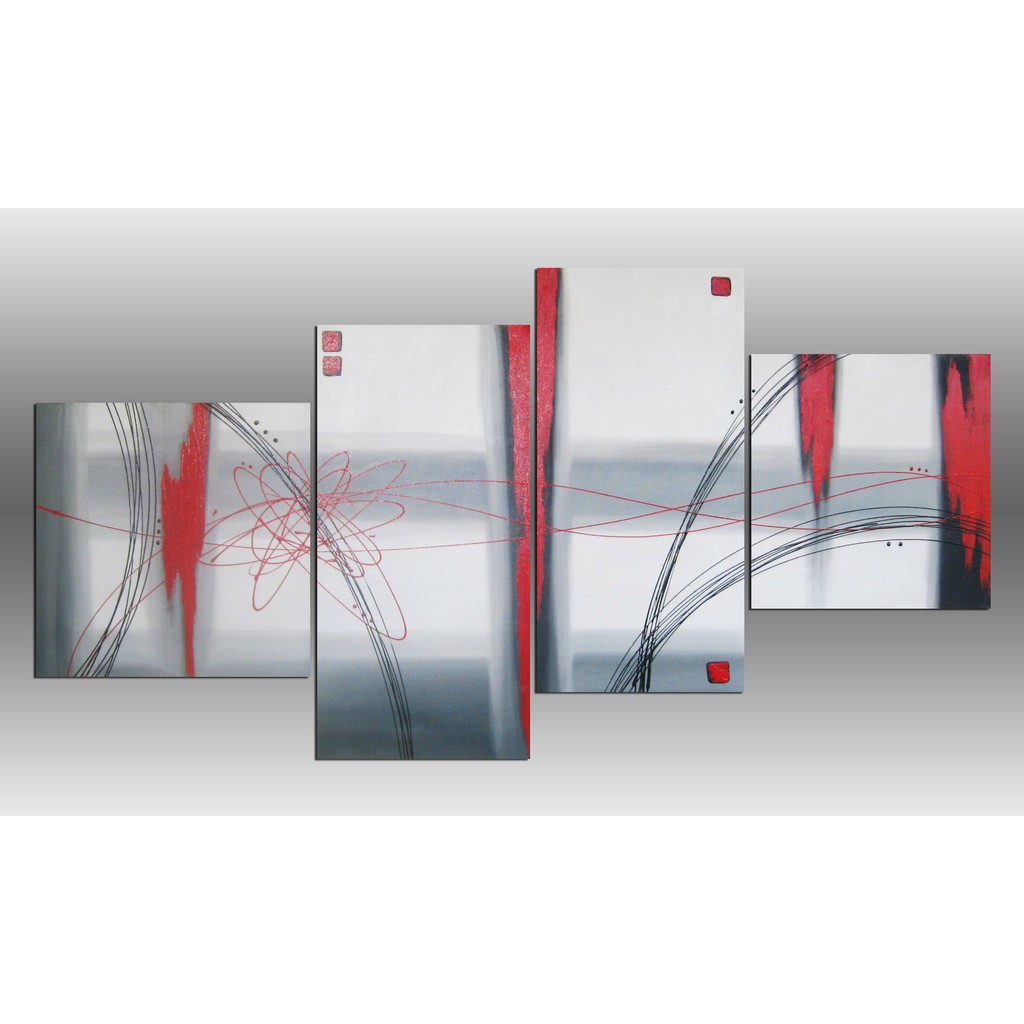 UKURAN BESAR - Lukisan Abstrak 4 PANEL