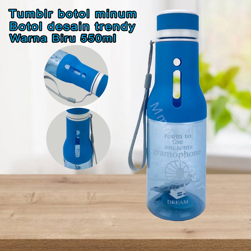 Tumblr botol minum / Botol minum / desain trendy / bening biru / 550ml