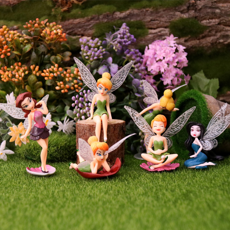 6pcs/Lots Tinkerbell Tinker Bell Fairy Girls Dolls 6pcs Figures Cake Topper Party Toy Gift