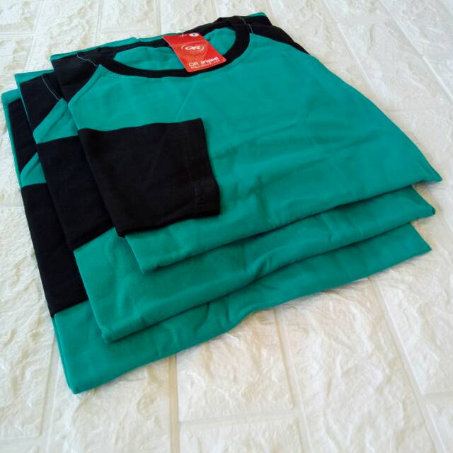 Kaos polos raglan TOSCA lengan HITAM PANJANG Uk M L XL XXL pria dan wanita