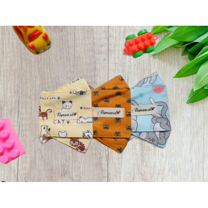 MASKER KAIN 3D ANAK | 3 DIMENSI | EVO | 3 LAPIS MOTIF CAT