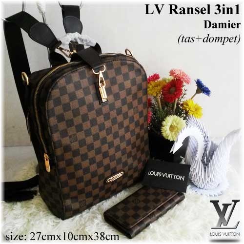 LV Ransel 3in1 Set Dompet