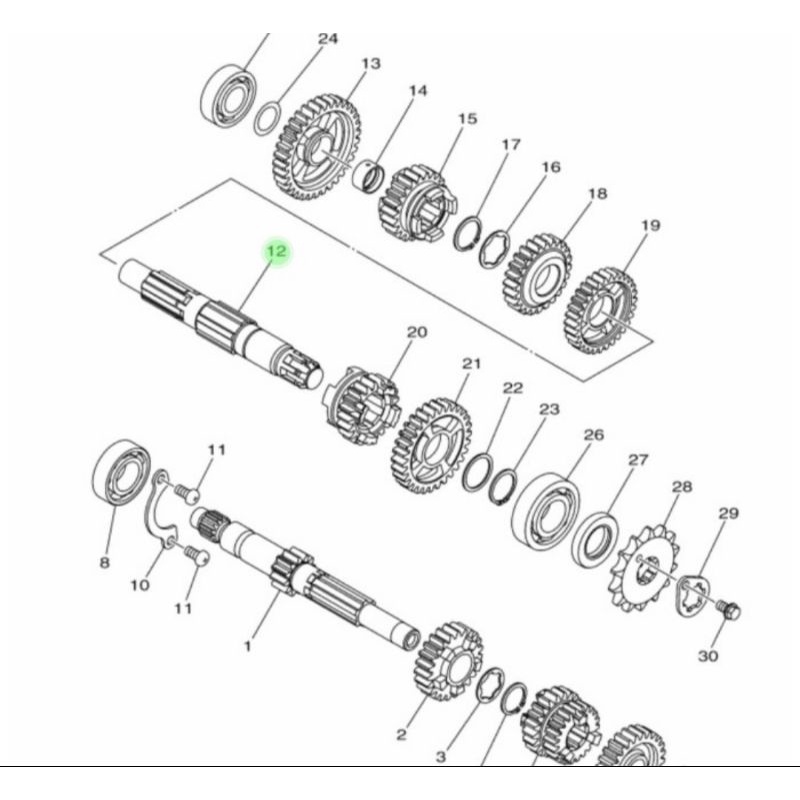 AXLE DRIVE AS GIR GEAR DEPAN R15 V3 MT15 XSR 155 WR155 WR 155 VIXION R ASLI ORI YAMAHA BK6 E7421 00