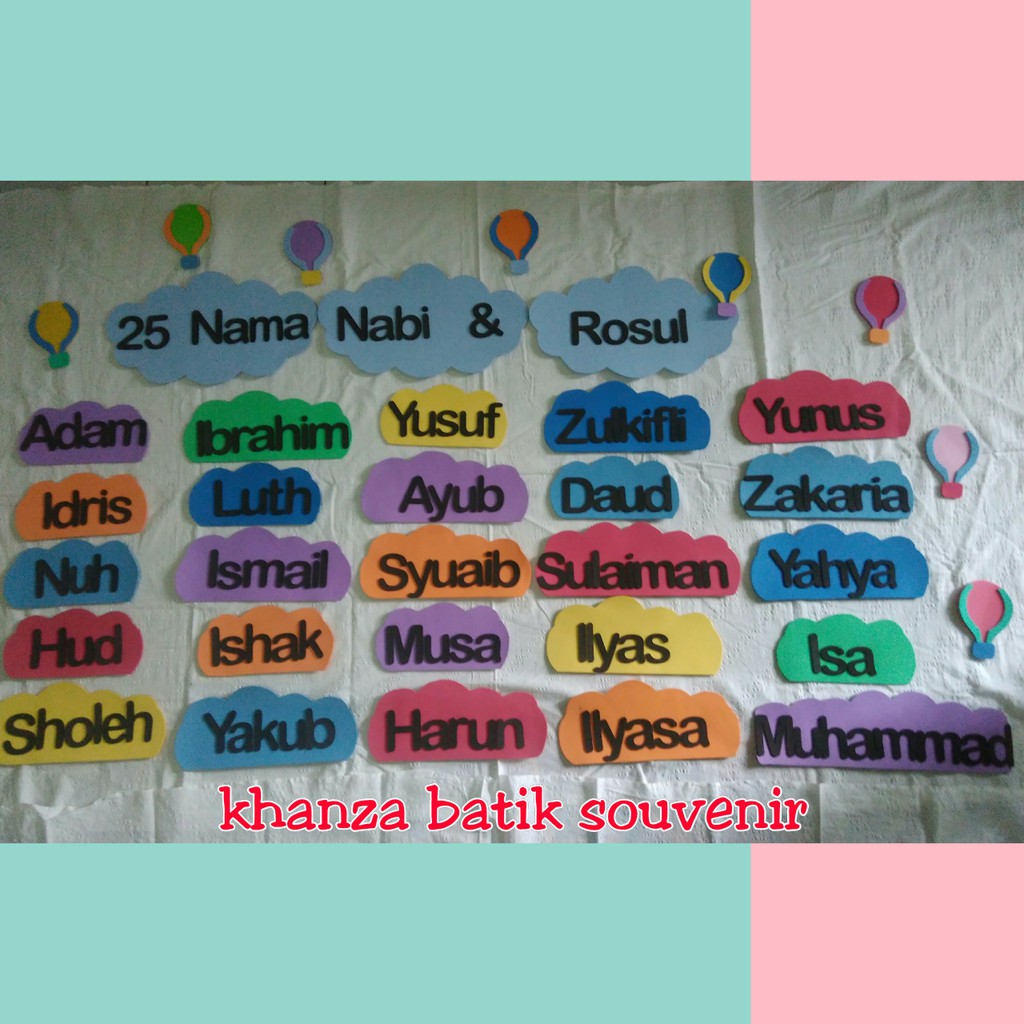 Jual Hiasan Dinding Mainan Edukasi Anak 25 Nama Nabi And Rosul Shopee