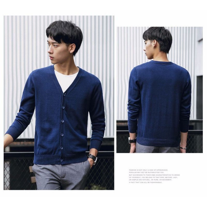 fashion Cardigan Rajut Knitting Tangan Panjang Pria - Alvin