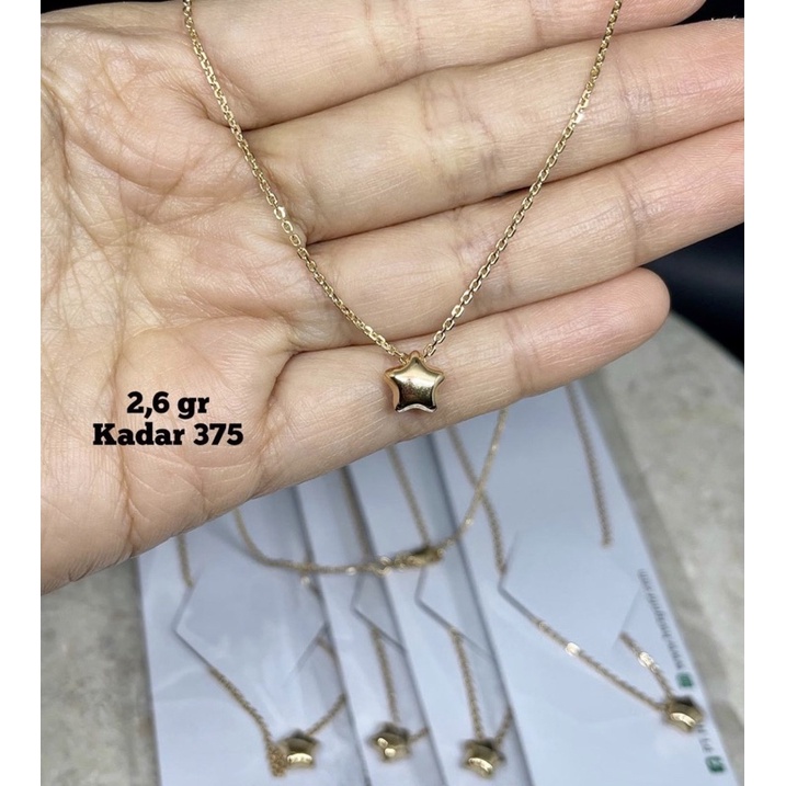 KALUNG BINTANG EMAS ASLI KADAR 375/8K HWT GOLD WANITA DEWASA