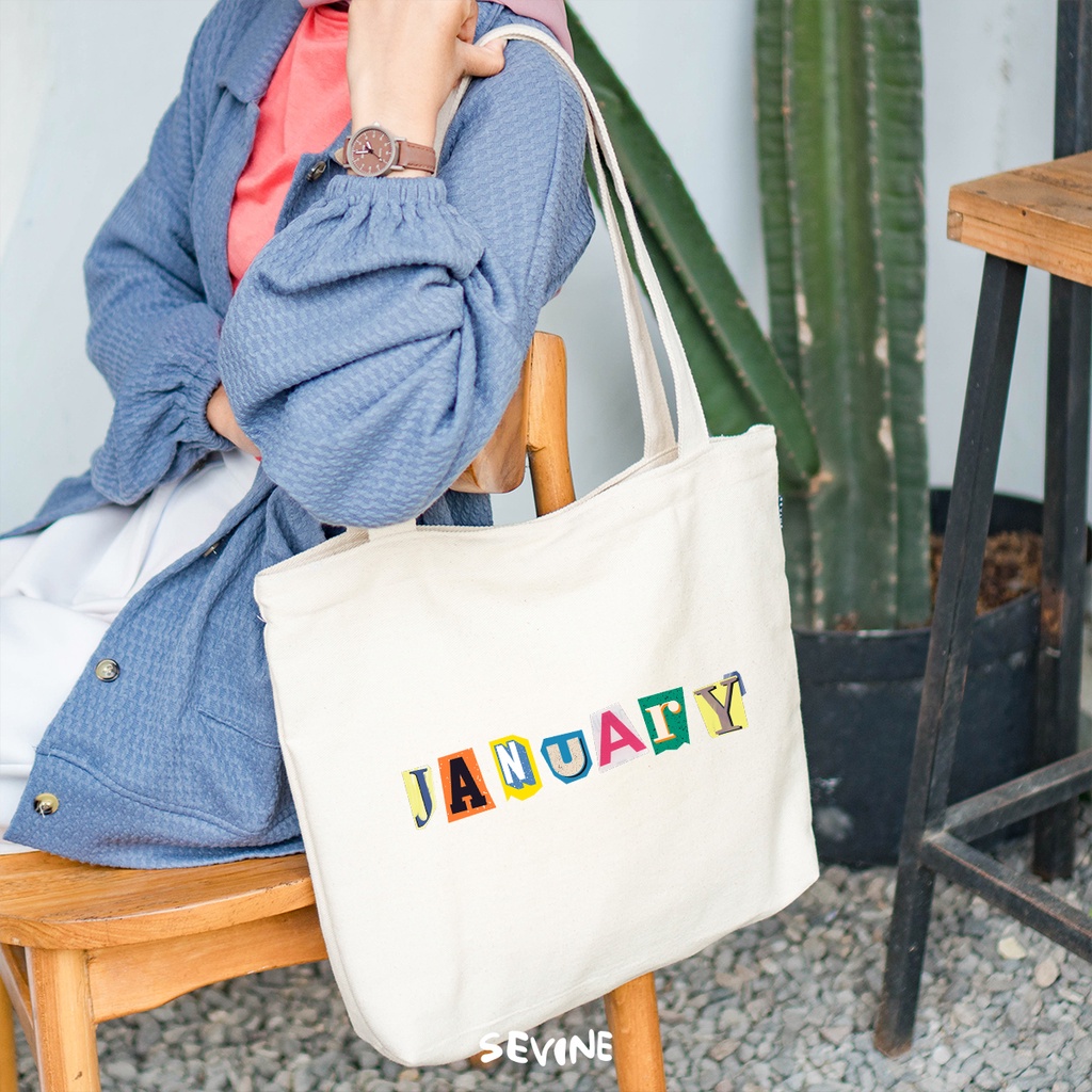 Sevine Tote Bag Kanvas Emily Resleting Kantong Tas Laptop Wanita Kuliah Sekolah Totebag Kerja Quotes Vintage Aesthetic - VM