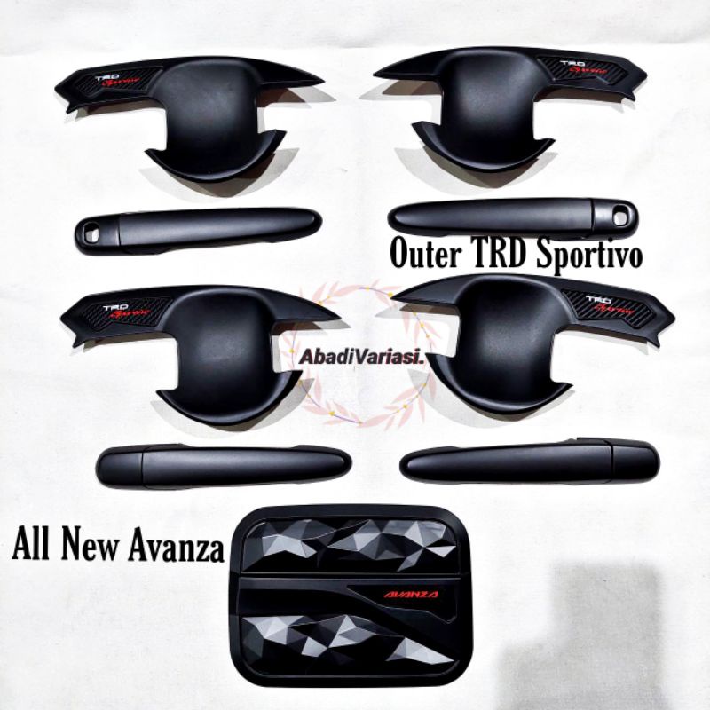 Paket Outer TRD Sportivo Handle Tank Cover Mobil Avanza Hitam Diamond Elegan