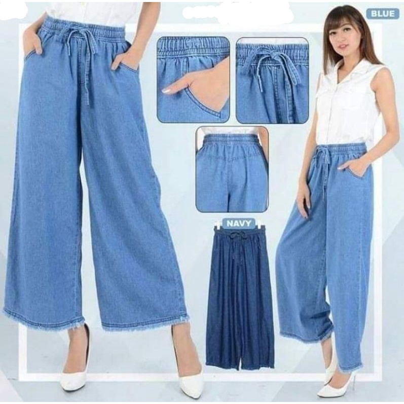 HIGH WAIST KULOT JEANS WANITA PREMIUM JEANS KULOT MASA KINI / CELANA KULOT JEANS RAWIS DELON KULOT JEANS WASH BAWAH RAWIS / KULOT JEANS WANITA