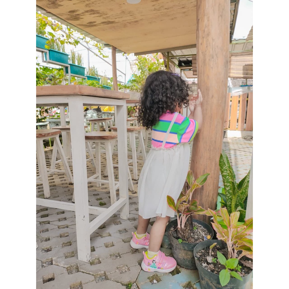 Promo !! Dress anak murah / Dress kingkids / Dress anak import / Dress striped stomach lace import uk 1-4th