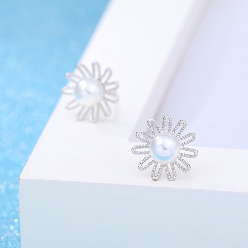 925 Perak Anting Anting Wanita Perhiasan Fashion Air Tawar Daisy/Subang Telinga anting perempuan