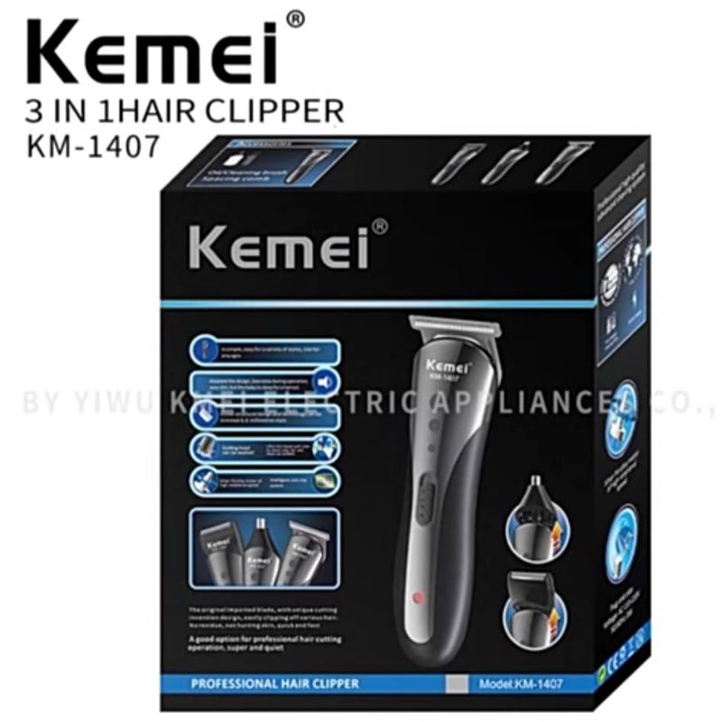 Alat Cukur Rambut Bulu Hidung Kumis Elektrik/3in1 Hair Clipper KM 1407 Shaver