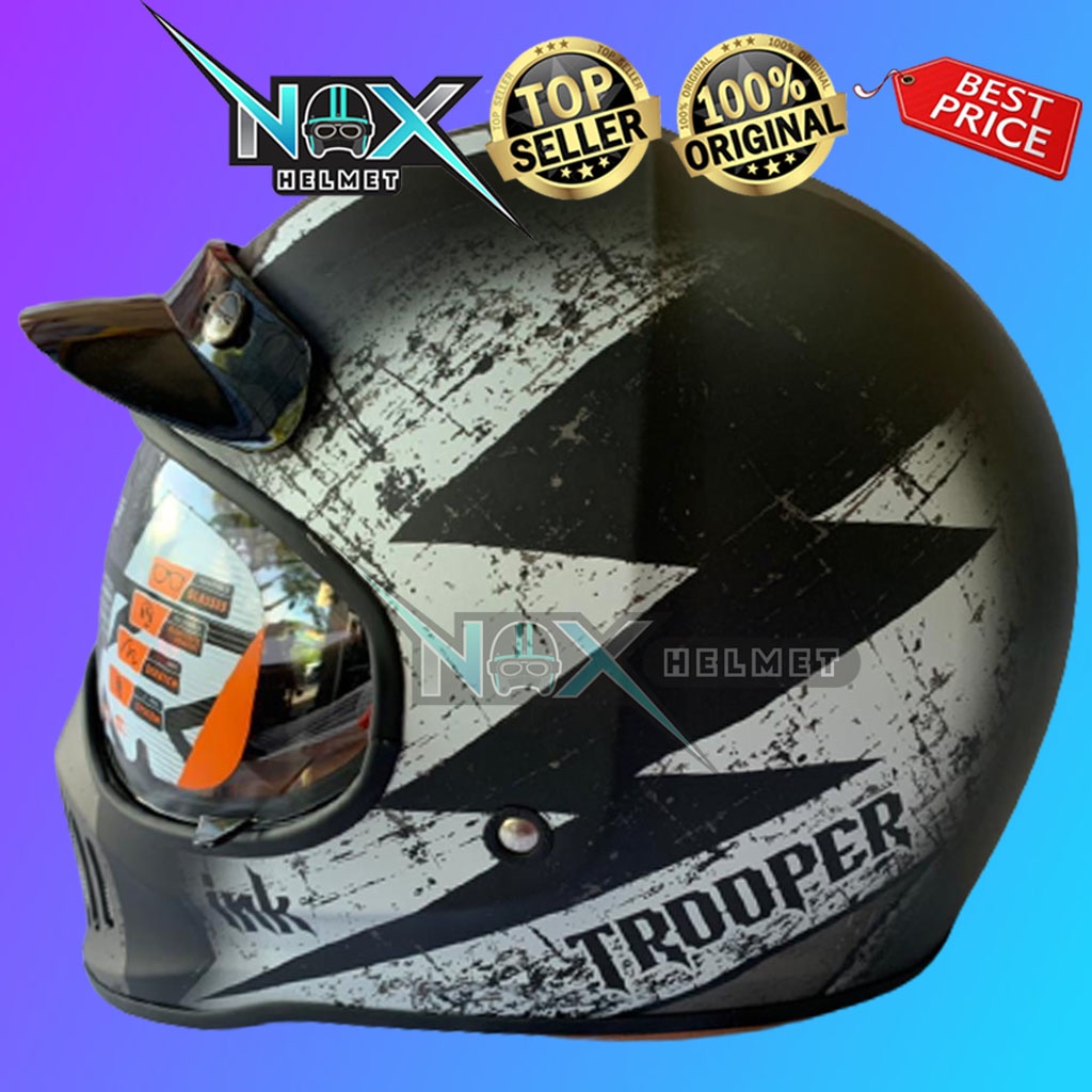 Helm INK TROOPER Motif Thunder ORIGINAL Fullface Retro Cakil (ongkir 2kg)