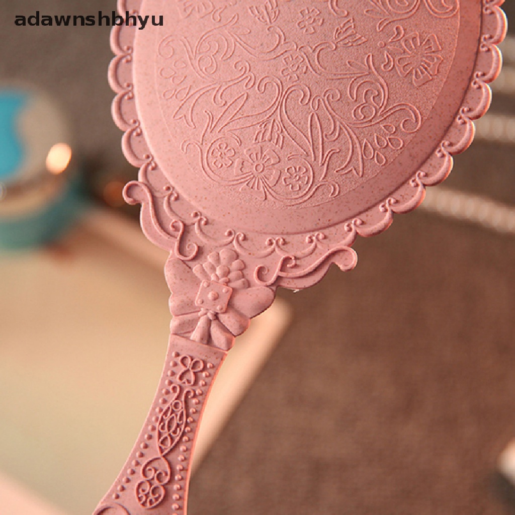 Adawnshbhyu Vintage Ukir Handheld Vanity Mirror Hand Mirror Gagang Cermin Rias Salon SPA