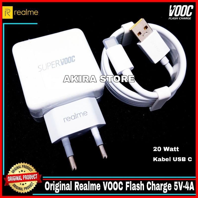 Charger Casan Realme VOOC USB C Flash Charge 5V-4A Original 100% Type C 20 Watt