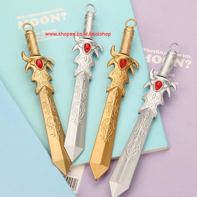 SATUAN Pulpen pedang mata / ecer pisau senjata sword gel pen / bolpen lucu unik murah souvenir