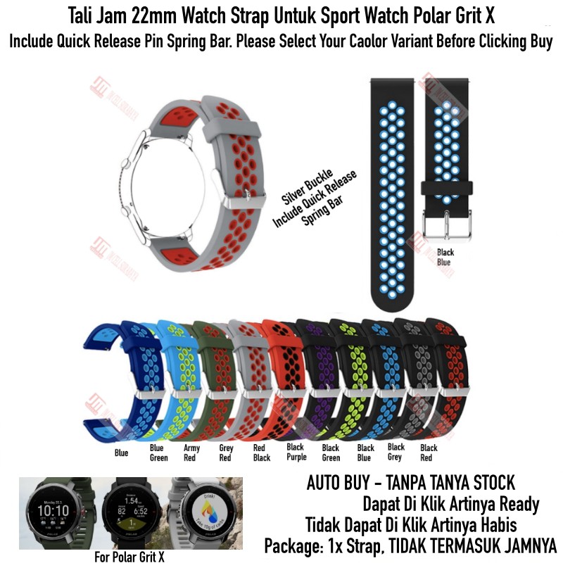 NSB Tali Jam 22mm Watch Strap Polar Grit X / Pro / Titan - Rubber Sporty Silikon