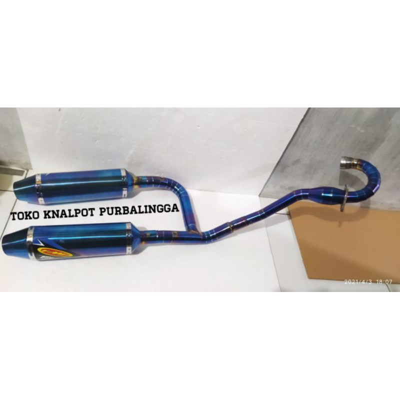 KNALPOT RACING CRF KLX D-TRACKER WR 155R FMF F.4 DOUBLE SILINCER FULL BLUEMOON / knalpot CRF150l kna