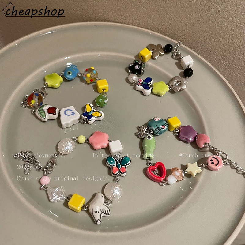 IFYOU Gelang Manik-Manik Bintang Smiley Warna-Warni Gaya Vintage Korea Untuk Wanita