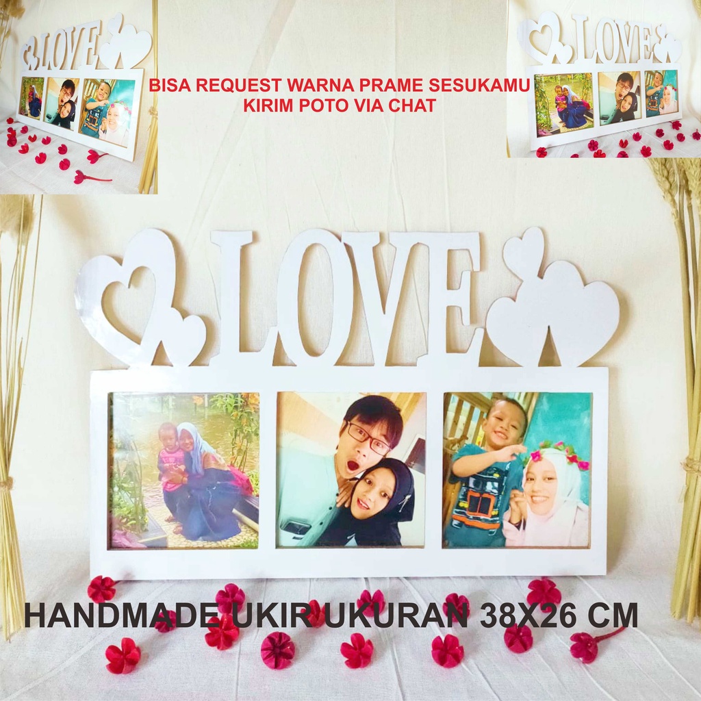 Bingkai Foto Meja / Dinding Handmade Love Hiasan Dinding Rumah Kamar Bisa Request Warna