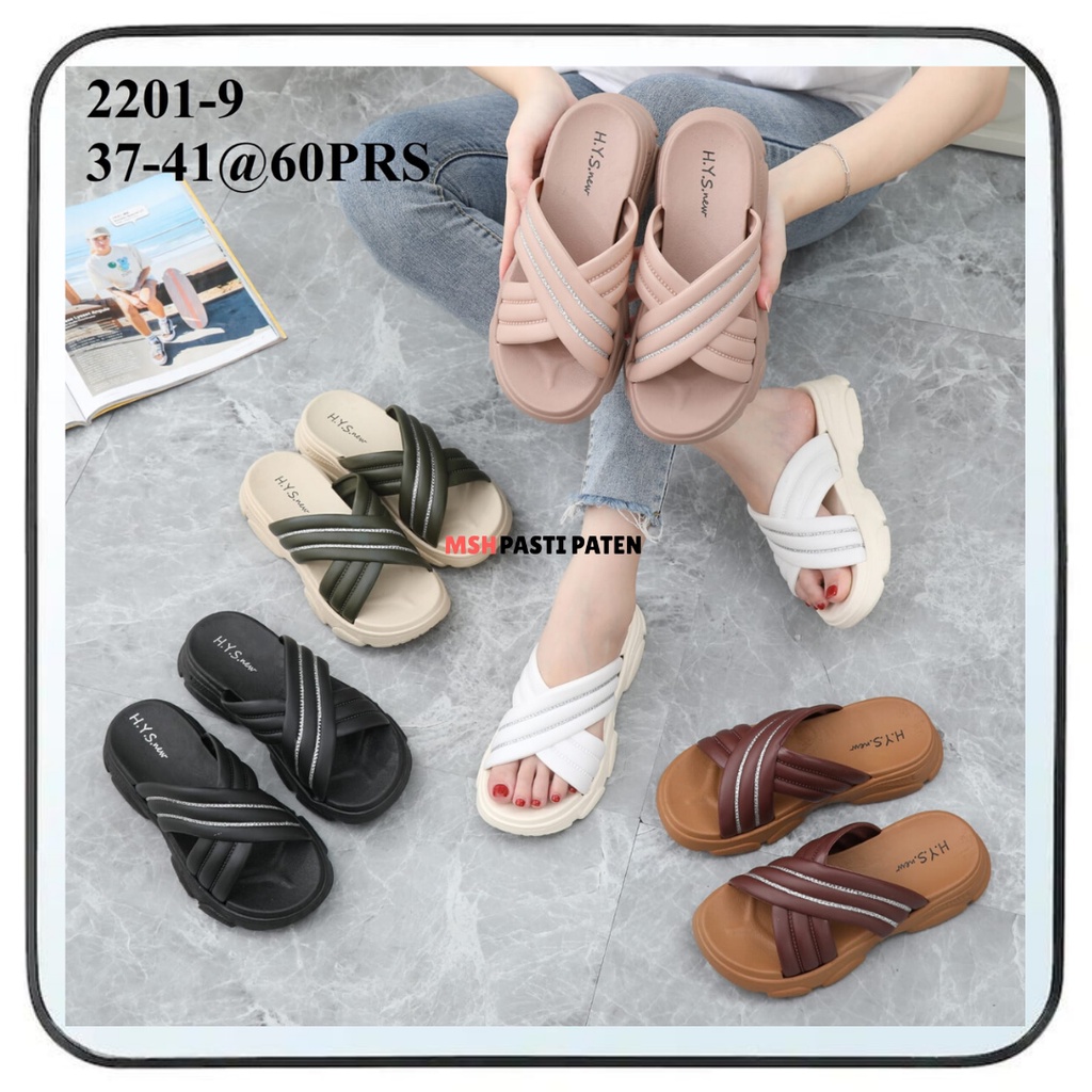 Terbaru Sandal Slop Silang Wanita Bahan Karet Sendal Slip Wanita Ori