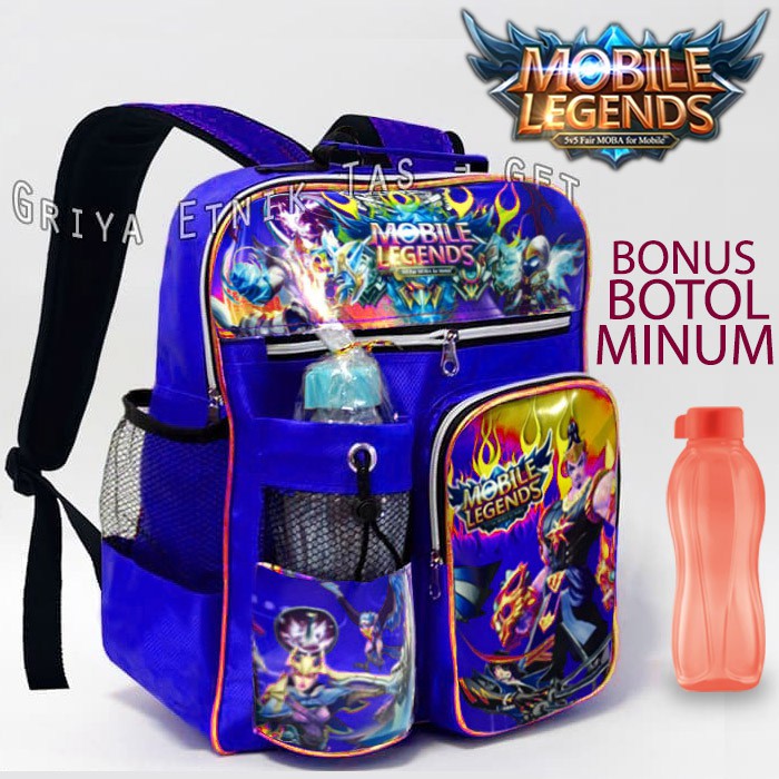 Tas Sekolah Anak Laki EJEN ALI / Tas Anak Sekolah SD / Tas Ransel Anak Mobile Legend Botol Minum