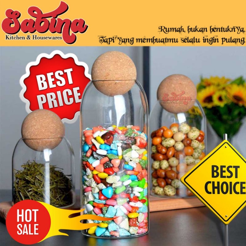 Toples Kaca Unik Tutup Bola Penyimpanan Makanan Glass Storage Jar