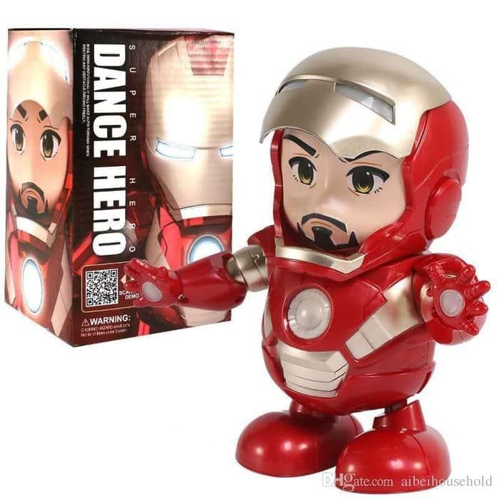 Dancing Robot Ironman / Iron Man with LED / Pajangan / Dance Hero M153