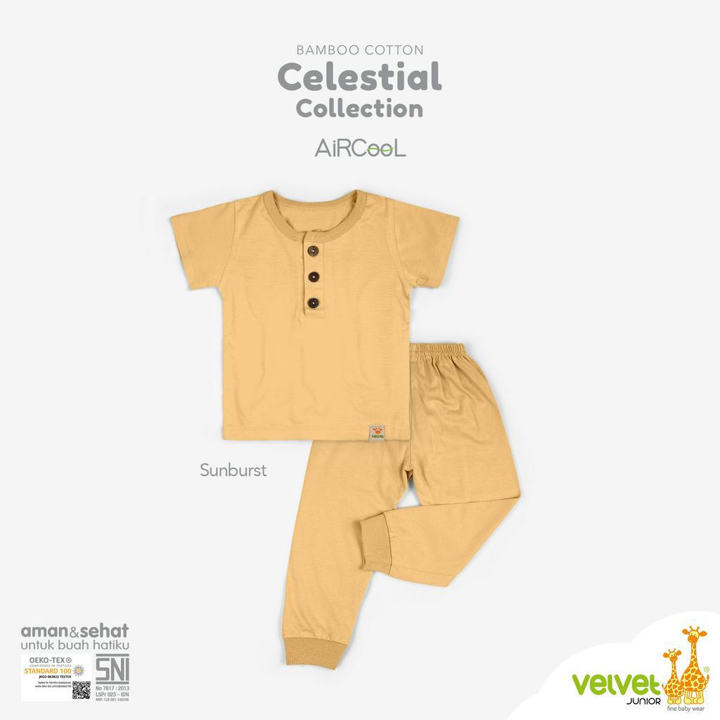 Velvet Celestial Collection Setelan Oblong Pendek + Celana Panjang / Kancing Dada