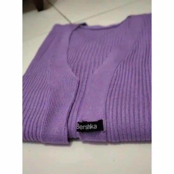 JAKET WANITA BERSHKA CARDIGAN PANJANG RAJUT WANITA/ OVERSIZED KNITTED CARDIGAN - Ungu Lilac JUMBO KO