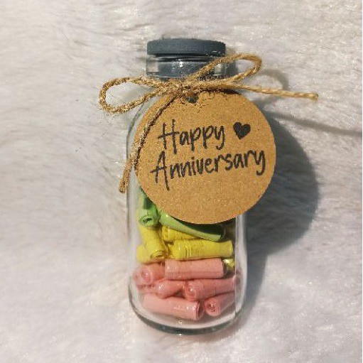 Wish in bottle Botol kaca 100ml Surat dalam kapsul 60 wish kado unik Hang Tag Happy Birthday Love-1