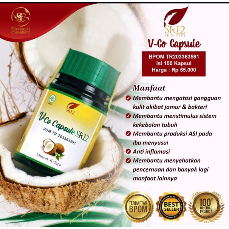 

SR12 Vico Capsule/Virgin Coconut Oil/Minyak Kelapa Murni/Imun Booster isi 100 kapsul