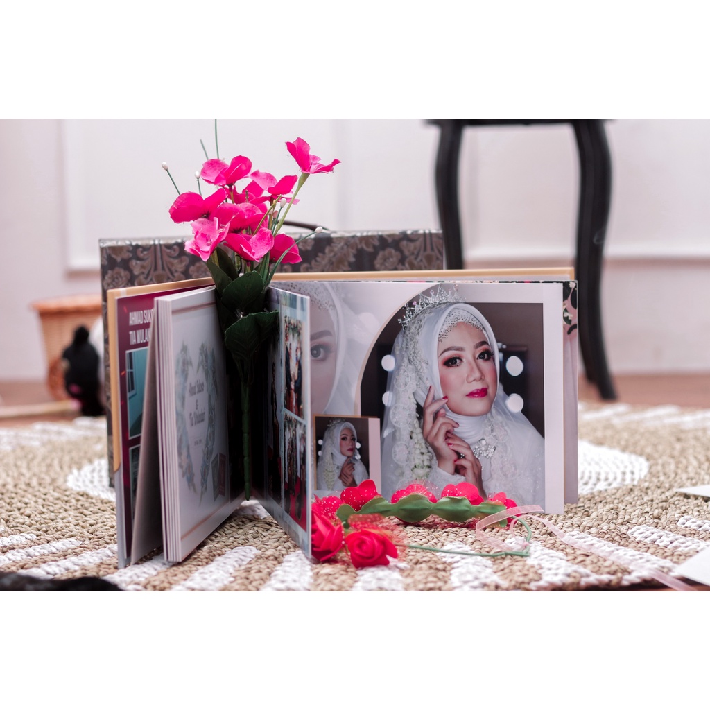 Photobook Wedding / Cetak Album Foto Kolase Magazine BOX koper Wallpaper full hard cover