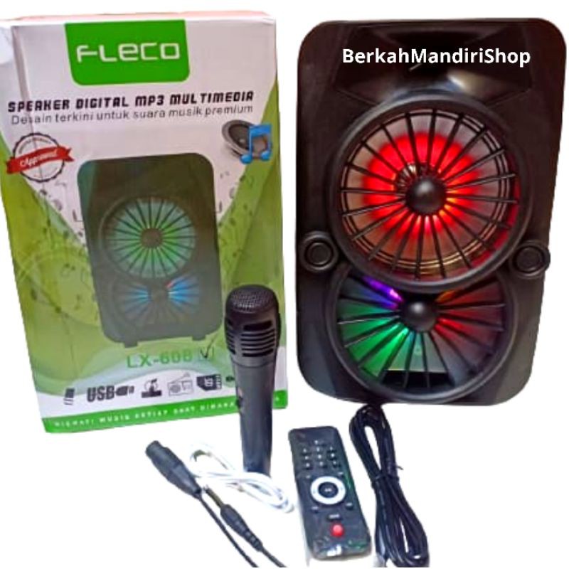 Speaker Bluetooth Fleco LX-608  Free Mic // Speaker USB/BT/AUX/TF CARD // Speaker Karaoke 6&quot; Super