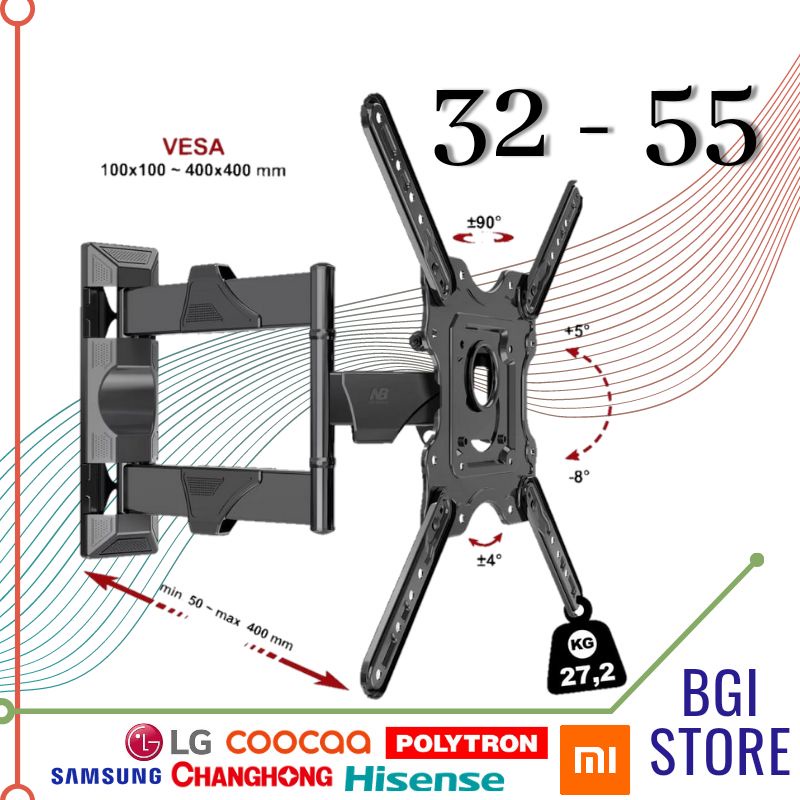 Bracket TV 32 40 43 50 55 Inch Lengan TV LED UHD Curved Hight Quality