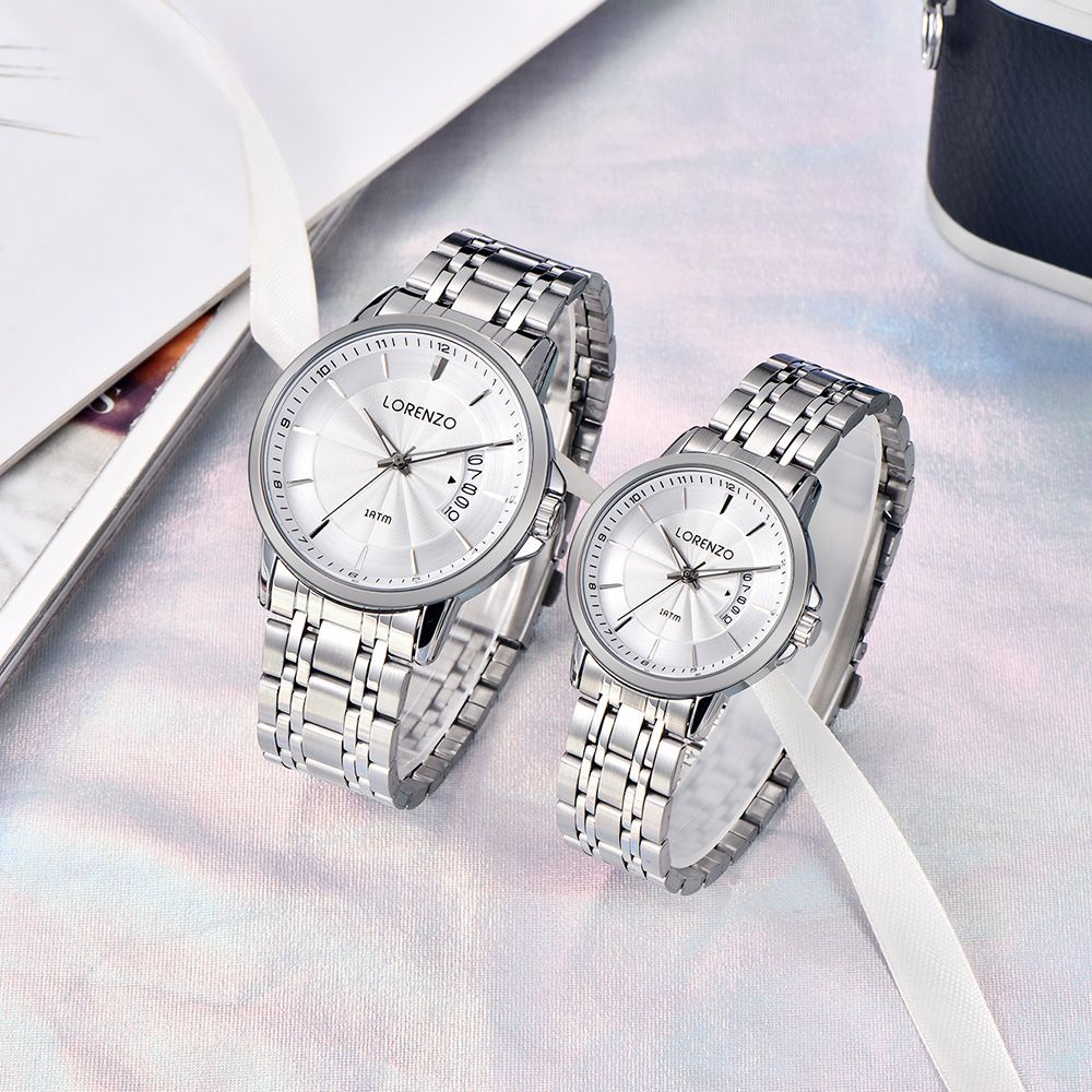 JAM TANGAN LORENZO ORIGINl TYPE R-5101 M DAN TYPE R-5101 L COUPLE/JAM TANGAN RANTAI COUPLE TERBARU DAN TERLARIS/Jam Tangan Couple Lorenzo 5101 Bulat Analog Fashion Pria Wanita Rantai Stainless Steel Original