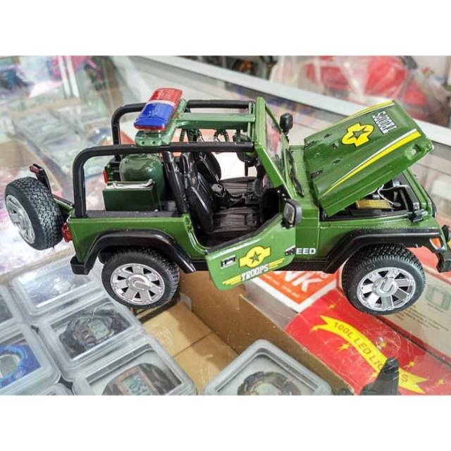 Diecast Jeep Wrangler Militer Alloy - Miniatur Mobil Army Metal