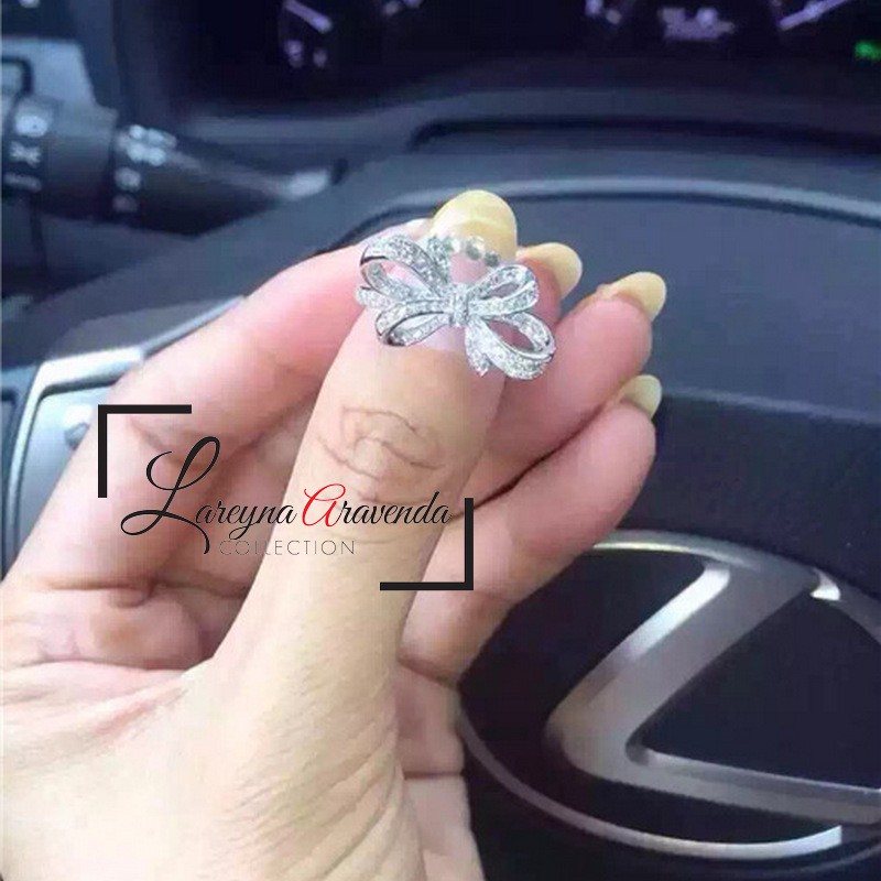 Cincin Titanium Wanita Model Pita Kristal Crystal Mewah CC017