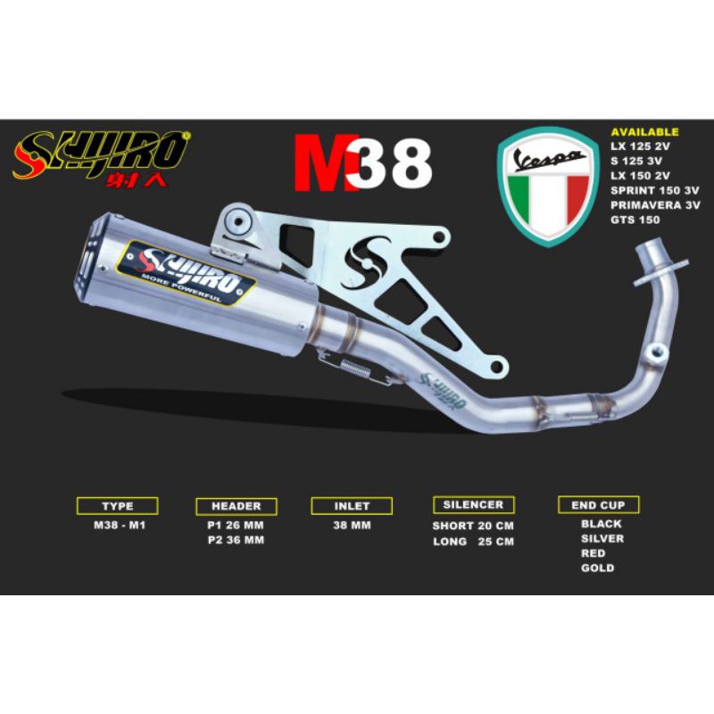 Knalpot Vespa Matic 150 type M38-M1 Shijiro Racing Original